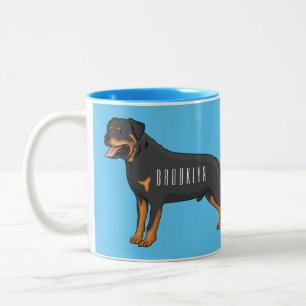 Rottweiler dog cartoon illustration Two-Tone coffee mug