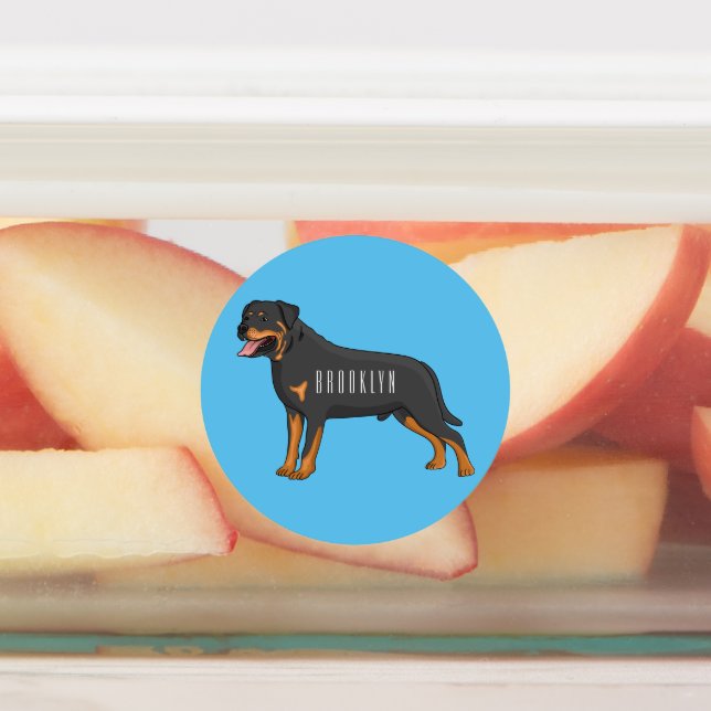 Rottweiler dog cartoon labels (Affixed)