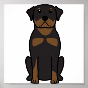 Rottweiler Dog Cartoon Poster