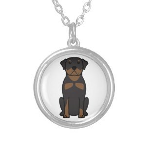Rottweiler Dog Cartoon Silver Plated Necklace
