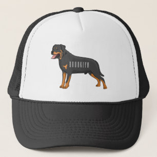 Rottweiler dog cartoon trucker hat