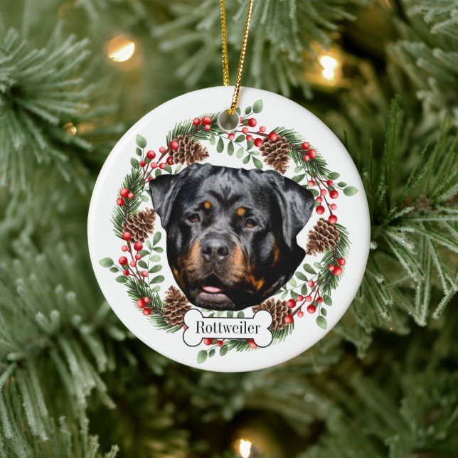 Rottweiler dog ceramic ornament (Tree)