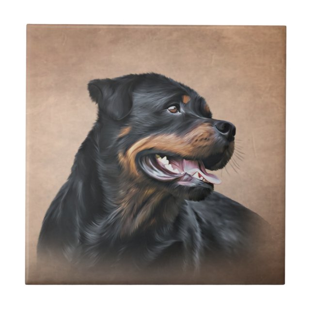 Rottweiler dog ceramic tile (Front)