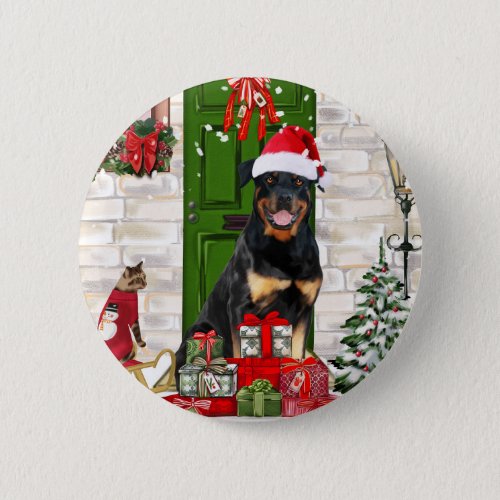 Rottweiler Dog Christmas  Button