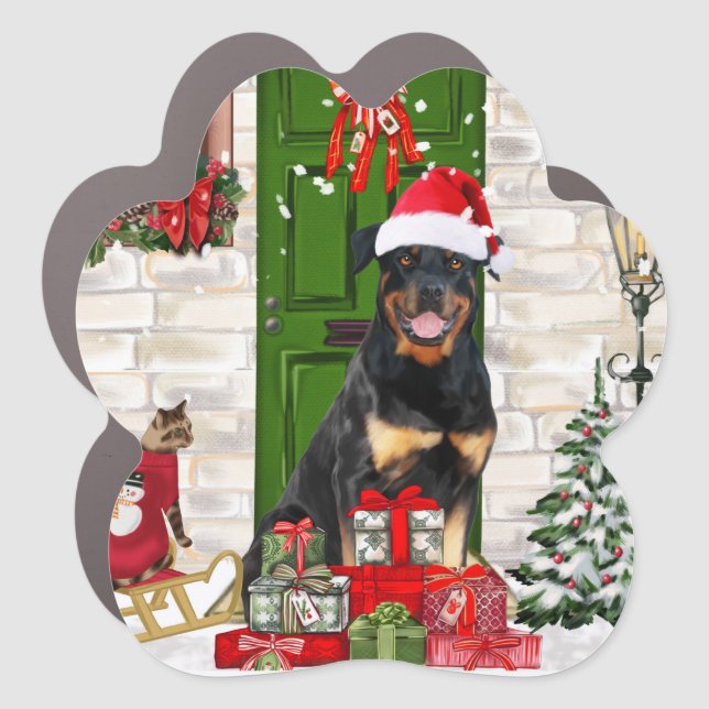 Rottweiler Dog Christmas  Car Magnet (Front)