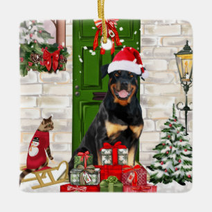 Rottweiler Dog Christmas  Ceramic Ornament