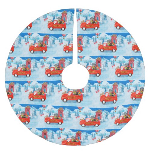 Rottweiler Dog Christmas Delivery Truck Snow Brushed Polyester Tree Skirt