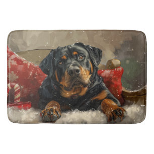 Rottweiler Dog Christmas Festive Bath Mat