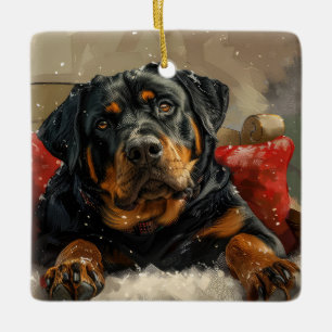 Rottweiler Dog Christmas Festive  Ceramic Ornament
