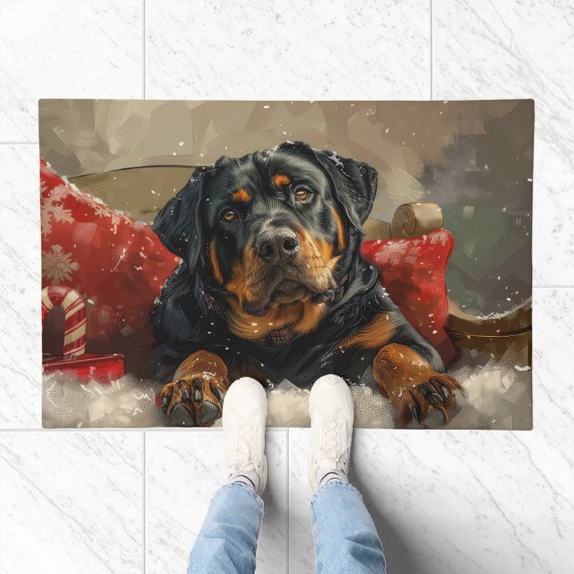 Rottweiler Dog Christmas Festive  Doormat (Indoor)