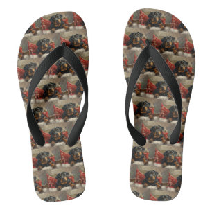 Rottweiler Dog Christmas Festive Flip Flops