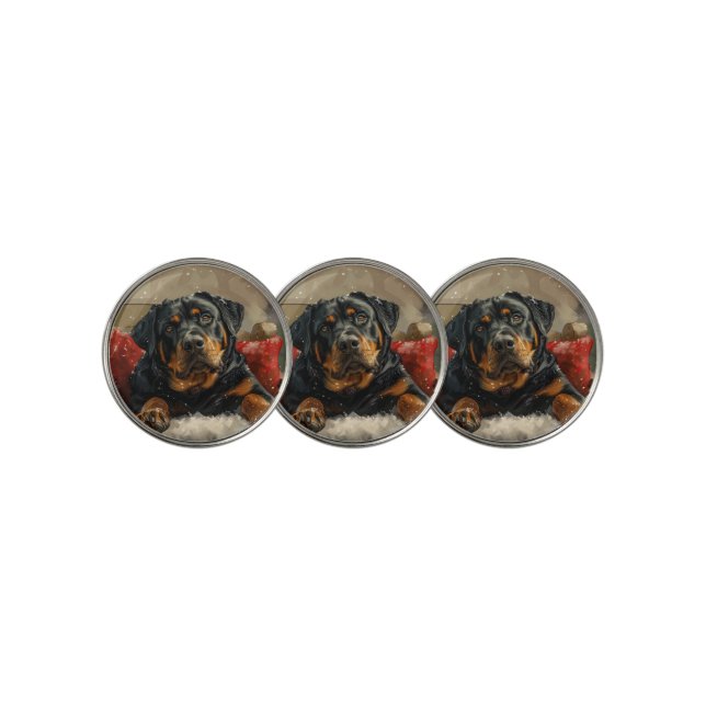 Rottweiler Dog Christmas Festive  Golf Ball Marker (3 Up)