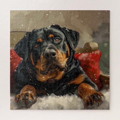 Rottweiler Dog Christmas Festive  Jigsaw Puzzle