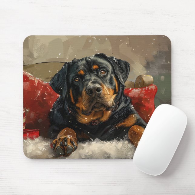 Rottweiler Dog Christmas Festive  Mouse Pad (With Mouse)