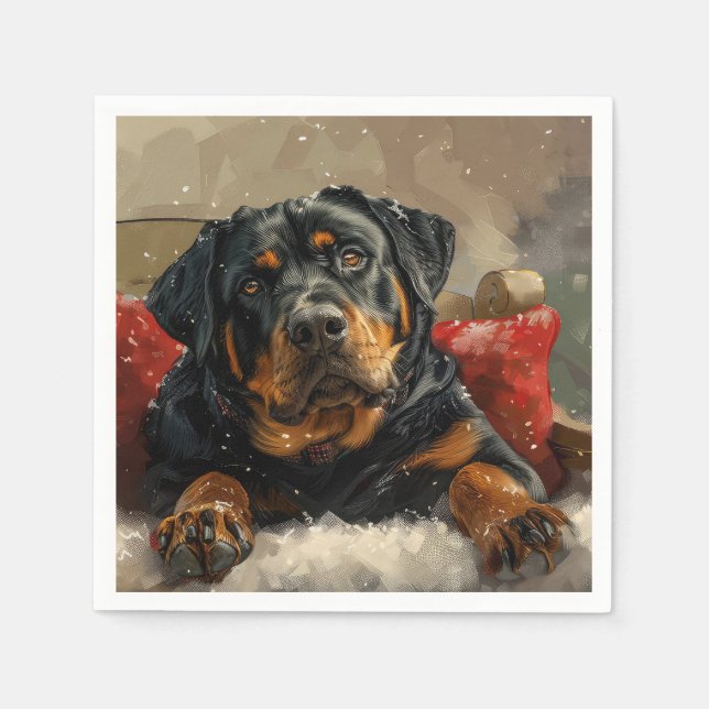 Rottweiler Dog Christmas Festive  Napkins (Front)