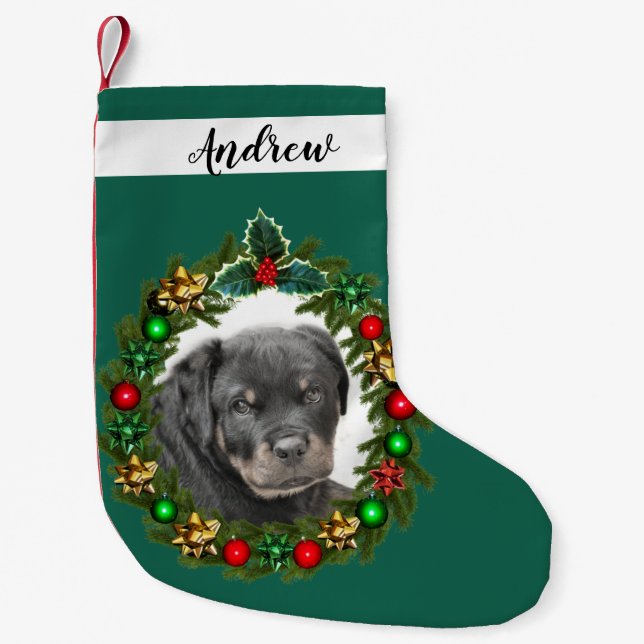 Rottweiler dog Christmas Holiday Stocking (Front)