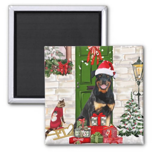 Rottweiler Dog Christmas  Magnet