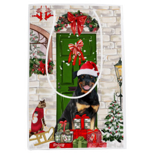 Rottweiler Dog Christmas Medium Gift Bag
