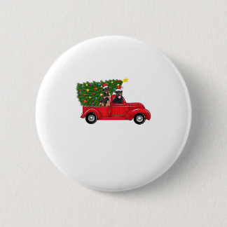 Rottweiler Dog Christmas On Red Car Truck wi Button
