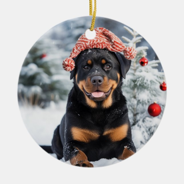 Rottweiler Dog Christmas Ornament (Front)