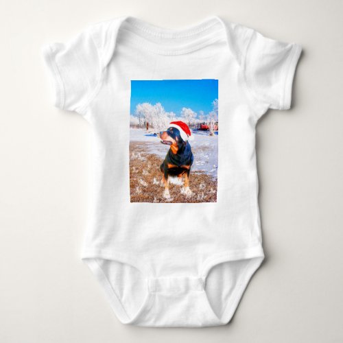 Rottweiler Dog Christmas Painting Baby Bodysuit