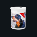 Rottweiler Dog Christmas Painting Drink Pitcher<br><div class="desc">Rottweiler Dog Christmas Painting</div>