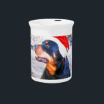 Rottweiler Dog Christmas Painting Drink Pitcher<br><div class="desc">Rottweiler Dog Christmas Painting</div>