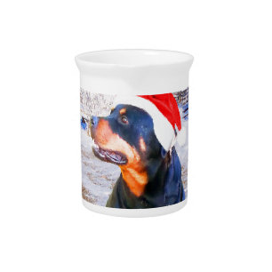 Rottweiler Dog Christmas Painting Drink Pitcher