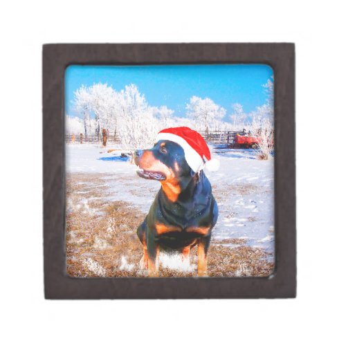 Rottweiler Dog Christmas Painting Keepsake Box