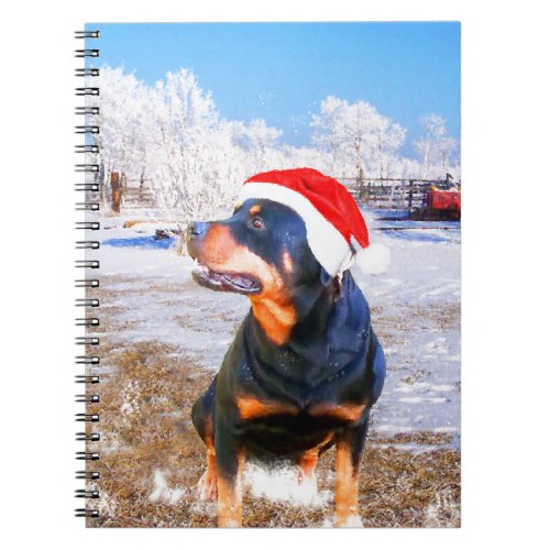 Rottweiler Dog Christmas Painting Notebook