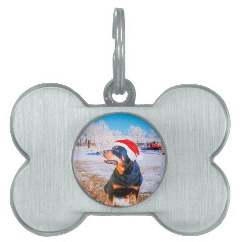 Rottweiler Dog Christmas Painting Pet ID Tag