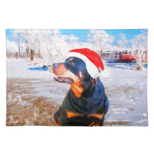 Rottweiler Dog Christmas Painting Placemat