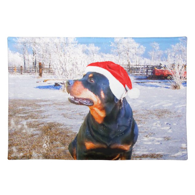 Rottweiler Dog Christmas Painting Placemat (Front)
