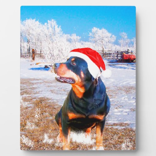 Rottweiler Dog Christmas Painting Plaque