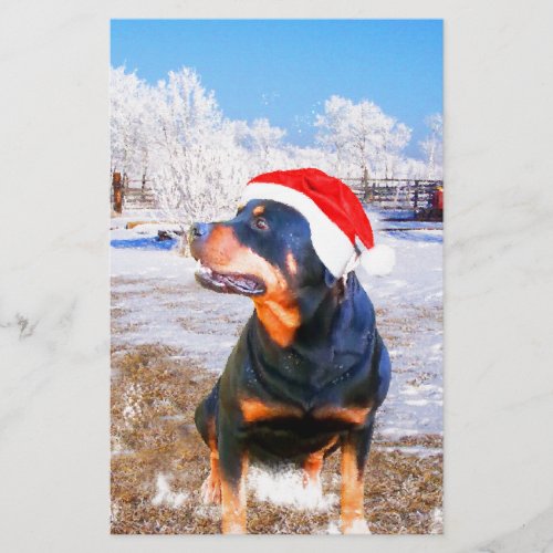 Rottweiler Dog Christmas Painting Stationery