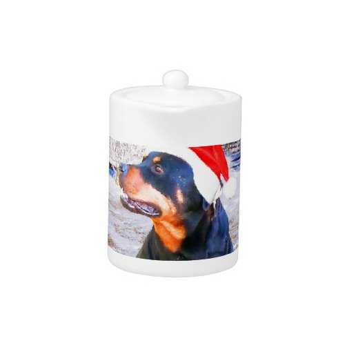 Rottweiler Dog Christmas Painting Teapot