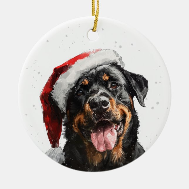 Rottweiler Dog Christmas Personalized Ceramic Ornament (Front)