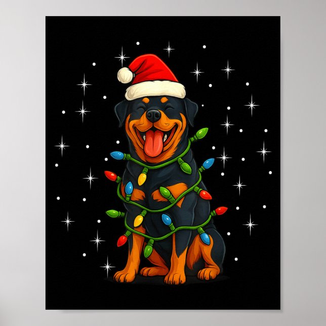 Rottweiler Dog Christmas Pj Pajama Men Women Pjs F Poster (Front)