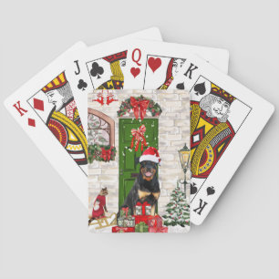Rottweiler Dog Christmas Poker Cards