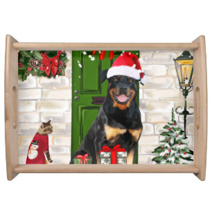 Rottweiler Dog Christmas Serving Tray