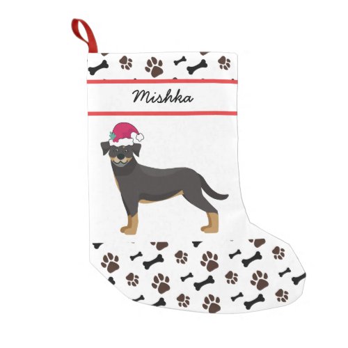 Rottweiler Dog Christmas With Custom Dog Name Small Christmas Stocking