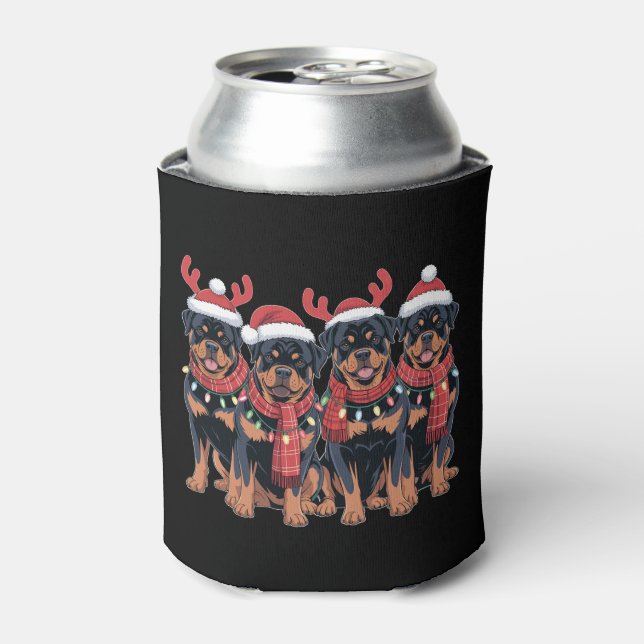 Rottweiler Dog Christmas Xmas Family Dad Mom Can Cooler (Can Front)