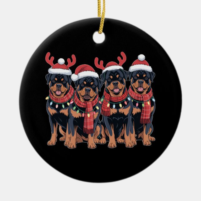 Rottweiler Dog Christmas Xmas Family Dad Mom Ceramic Ornament (Front)