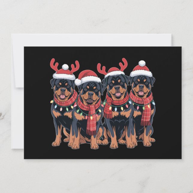 Rottweiler Dog Christmas Xmas Family Dad Mom Holiday Card (Front)