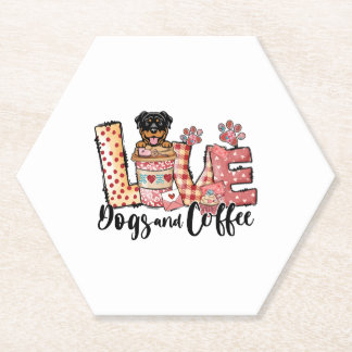 Rottweiler Dog Coffee Lover Dog Mom Valentines Day Paper Coaster