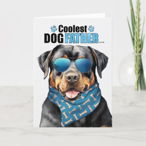 Rottweiler Dog Coolest Dad Fathers Day Holiday Card