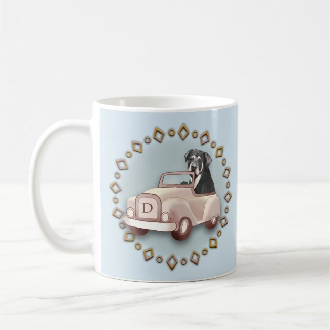 Rottweiler Dog Driving Car mug (Left)