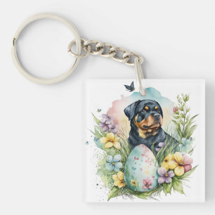 Rottweiler Dog Easter Egg, Happy Easter Rottweiler Keychain