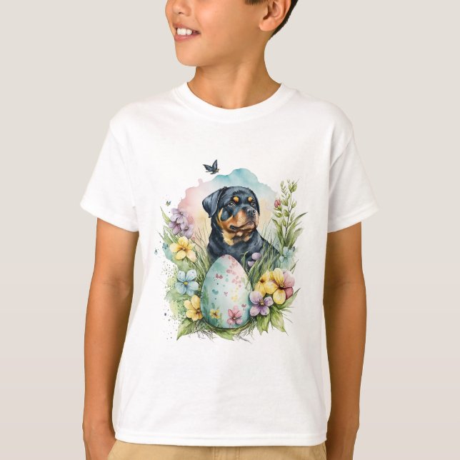 Rottweiler Dog Easter Egg, Happy Easter Rottweiler T-Shirt (Front)