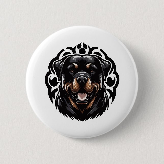 Rottweiler Dog Face Button (Front)